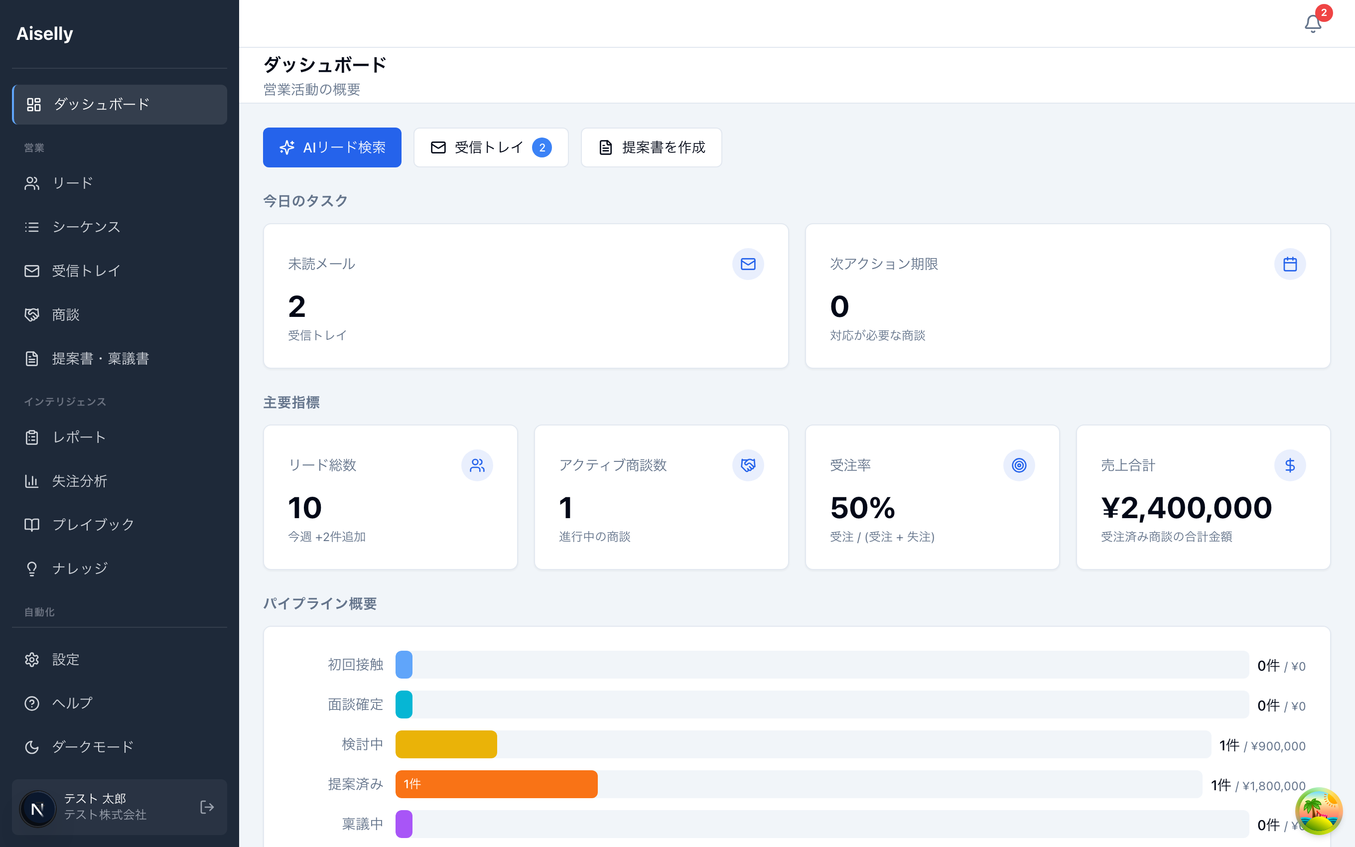 Aiselly ダッシュボード